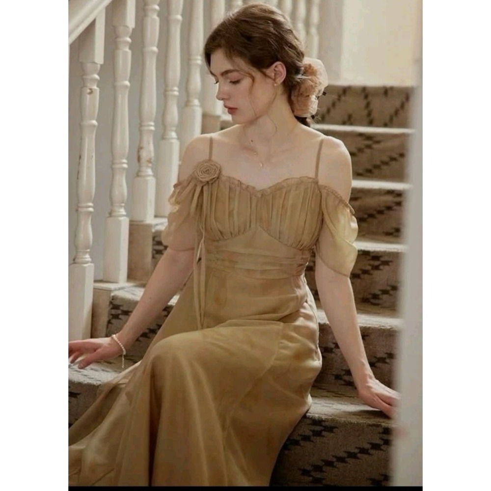 NWT Simple Retro Dress cottagecore Coquette Quiet‎ Luxury Maxi M